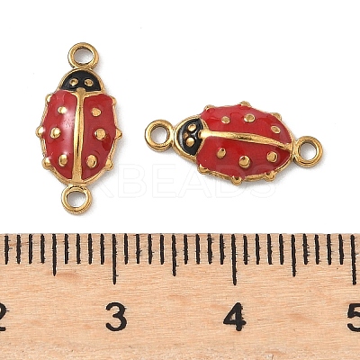 304 Stainless Steel Enamel Ladybug Connector Charms STAS-U056-01G-01-1