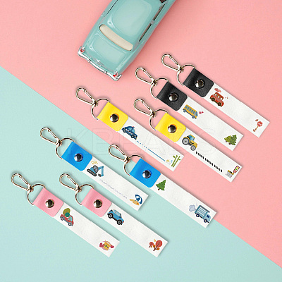 PU Leather & Cotton Name Marker Keychain AJEW-WH0514-007-1