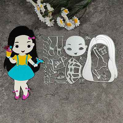 Cute Girl Carbon Steel Cutting Dies Stencils DIY-P076-71-1