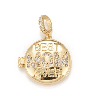 Mother's Day Brass Micro Pave Cubic Zirconia Locket Pendants KK-A161-45G-1