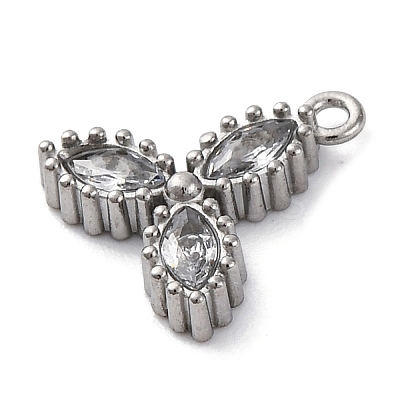 304 Stainless Steel Cubic Zirconia Pendants STAS-R141-03P-04-1