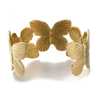 Ion Plating(IP) 304 Stainless Steel Cuff Ring for Women RJEW-U025-02G-1