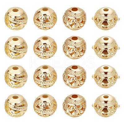 32Pcs 4 Style Alloy Hollow Beads PALLOY-BBC0001-07-1