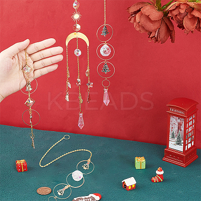 4Pcs 4 Style Christmas Theme Sun Catcher Glass Pendant Decorations AJEW-SC0001-51-1