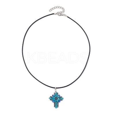 Transparent Electroplate Glass Pendant Necklaces NJEW-MZ00040-04-1