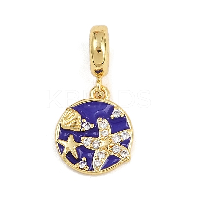 Brass Micro Pave Clear Cubic Zirconia European Dangle Charms KK-N271-46G-02-1