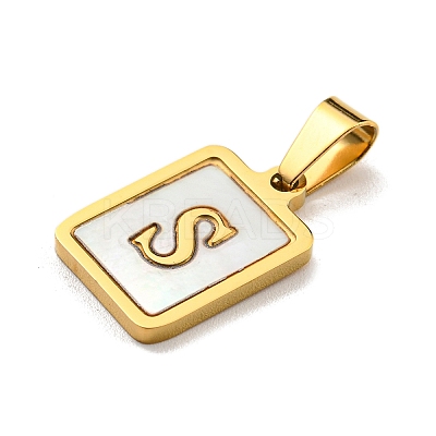 PVD Vacuum Plating 304 Stainless Steel Pave Natural White Shell Pendants STAS-S130-03G-S-1