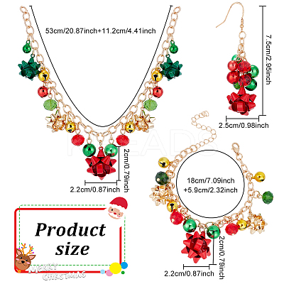 Christmas Star & Bell Alloy Pendant Necklaces & Charm Bracelets & Dangle Earrings SJEW-AN0001-15-1