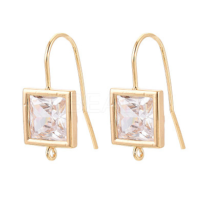Brass Micro Pave Clear Cubic Zirconia Earring Hooks KK-N267-36G-1