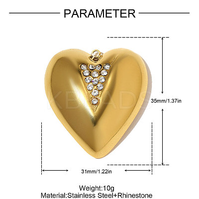 304 Stainless Steel Rhinestone Pendants STAS-OY010-38G-1