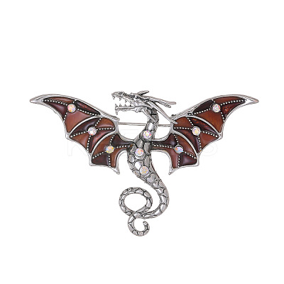 Alloy Crystal AB Rhinestone Dragon Brooch JEWB-Z031-02AS-1