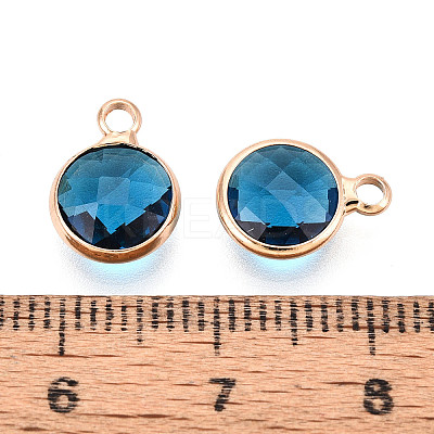 Golden Tone Brass Glass Charms X-GLAA-ZX008-24D-G-1