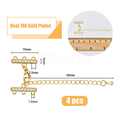 4 Sets Brass Micro Pave Cubic Zirconia Chain Extender KK-HY0003-15-1