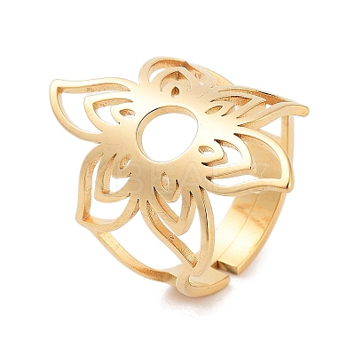 Flower 304 Stainless Steel Adjustable Rings for Women RJEW-G328-02G-1