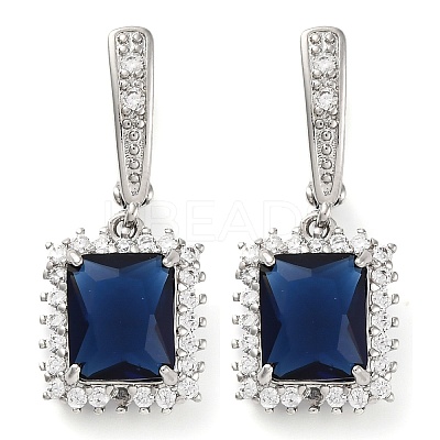 Brass Pave Cubic Zirconia Rectangle Hoop Earrings for Women EJEW-I304-29P-08-1
