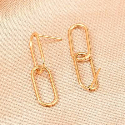 Oval 316 Stainless Steel Dangle Stud Earrings EJEW-D339-04G-1