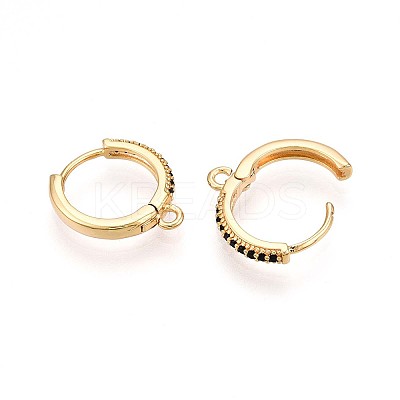 Brass Micro Pave Cubic Zirconia Hoop Earring Finding KK-N261-51A-G-1