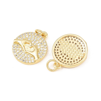 Brass Micro Pave Cubic Zirconia Pendants KK-C162-040G-1