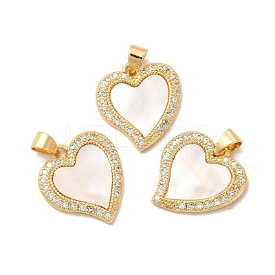 Rack Plating Brass Micro Pave  Cubic Zirconia Pendants KK-B068-44G-1