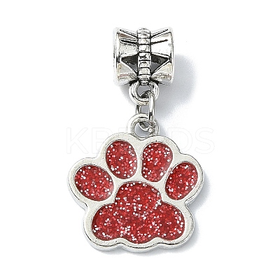 Dog Paw Print Alloy Enamel European Dangle Charms PALLOY-JF02524-1