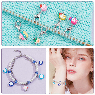 16Pcs 8 Style Ice Cream & Cake Handmade Polymer Clay Imitation Food Pendant Stitch Markers HJEW-NB00031-1