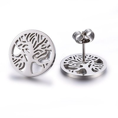 Tarnish Resistant 304 Stainless Steel Stud Earrings EJEW-H371-03P-1