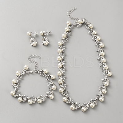 Alloy & Imitation Pearl & Rhinestone Jewelry Sets AJEW-WH0695-236P-1