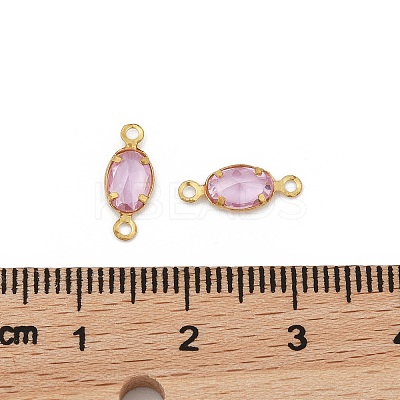 Brass Plum Cubic Zirconia Connector Charms KK-T070-09G-02-1