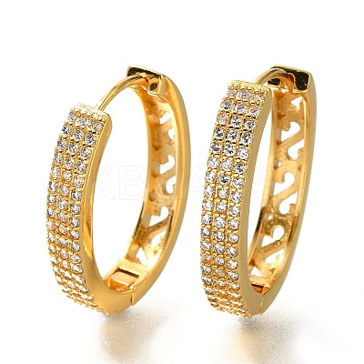 Brass Cubic Zirconia Hoop Earrings EJEW-M048-05G-1