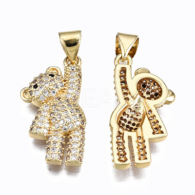 Brass Micro Pave Clear Cubic Zirconia Pendants ZIRC-S067-040-NR-1