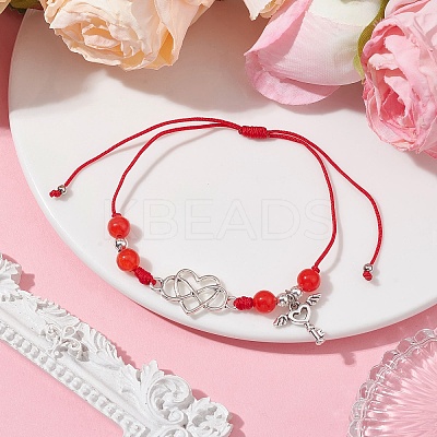 Natural Dyed White Jade Braided Bead Bracelets BJEW-JB09823-04-1