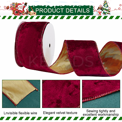 10 Yards Single Face Velvet Wired Ribbon OCOR-WH0091-08B-1
