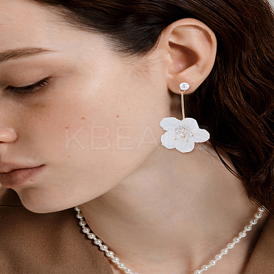 1 Pair Flower Alloy Dangle Stud Earrings EJEW-LP0007-085-1