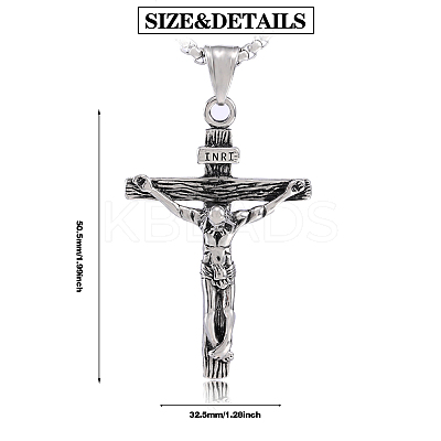 Cross Pendant Necklace with Jesus Crucifix Religious Necklace Sacrosanct Charm Neck Chain Jewelry Gift for Birthday Easter Thanksgiving Day JN1109A-1