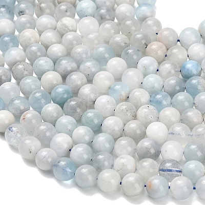 Natural Aquamarine Beads Strands G-F826-B01-8mm-1