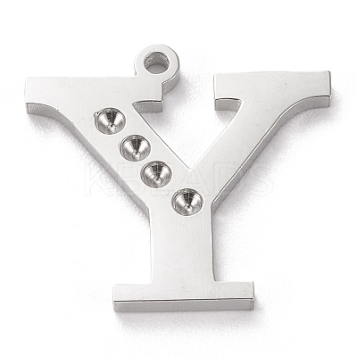 Tarnish Resistant 304 Stainless Steel Letter Pendant Rhinestone Settings LS-STAS-J028-01Y-1