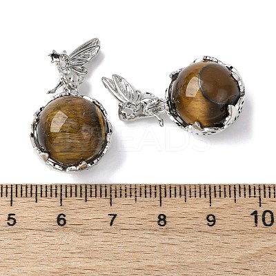 Natural Tiger Eye Round Pendants G-G207-01P-04-1