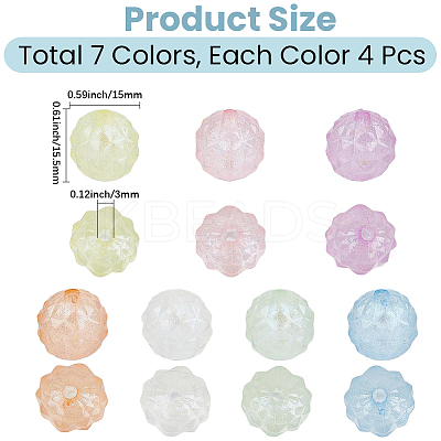 28Pcs 7 Colors Luminous Acrylic Beads OACR-PA0002-08-1