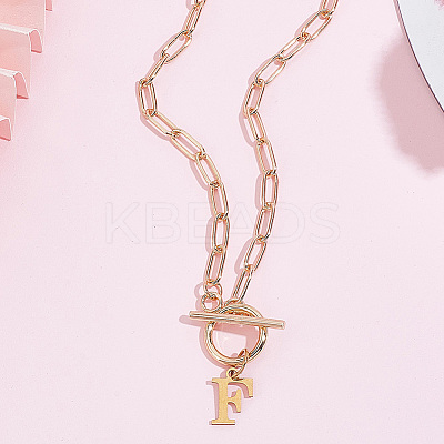 304 Stainless Steel Letter Pendant Necklaces NJEW-LP0001-52F-G-1