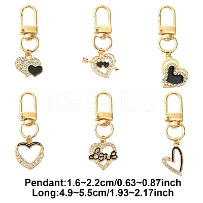 6Pcs Alloy Enamel & Rhinestone Pendant Decoration HJEW-YW00082-1