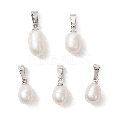 Natural Cultured Freshwater Pearl Rice Charms PALLOY-JF04961-1