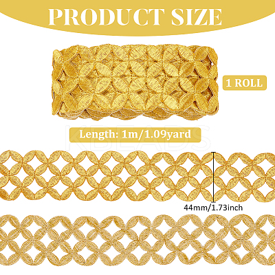 Iron on/Sew on Embroidery Coin Polyester Hollow Lace Ribbons OCOR-WH0085-50-1