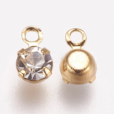 Brass Rhinestone Charms X-KK-S314-41G-1