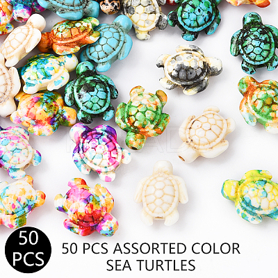 50Pcs Spray Painted Synthetic Turquoise Beads G-YW0001-98-1