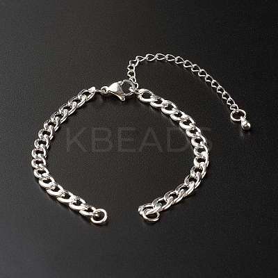 Tarnish Resistant Handmade 304 Stainless Steel Curb Chains Bracelets Making Accessories AJEW-JB01021-1