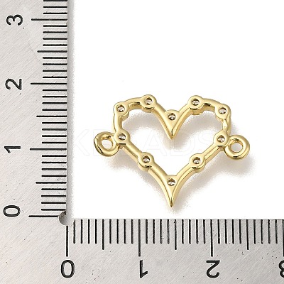 Rack Plating Brass Pave Clear Cubic Zirconia Heart Links Connector Charms KK-K373-11A-G-1