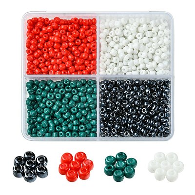 800Pcs 4 Styles Mixed Styles Glass Round Seed Beads SEED-FS0001-18B-1