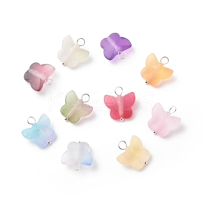 Frosted Two Tone Spray Painted Transparent Acrylic Pendants PALLOY-JF01810-01-1