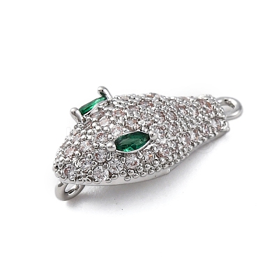 Brass Clear & Green Cubic Zirconia Connector Charms KK-P289-11P-1