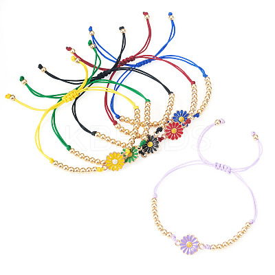 6Pcs 6 Colors Alloy Enamel Link Bracelets for Women BJEW-TAC0042-1